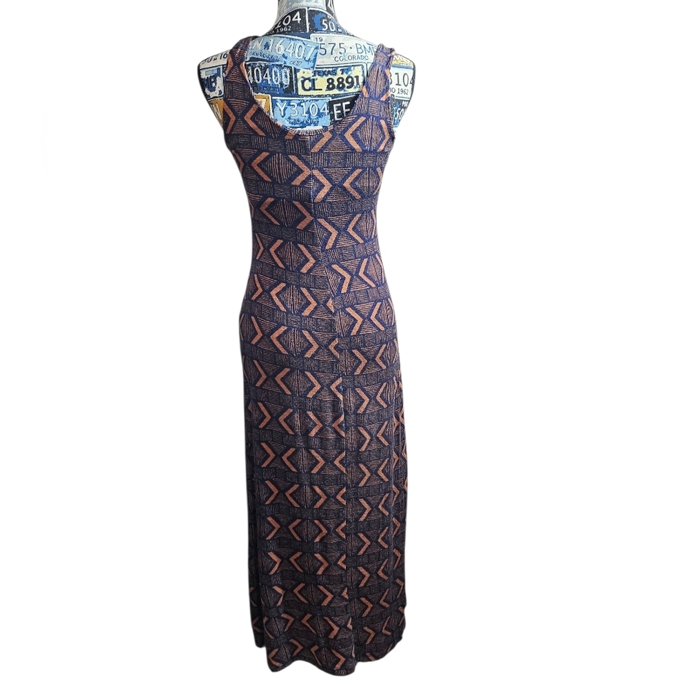 UO Staring at Stars Aztec Batik Geometric Pattern Dress Small Orange Navy Blue - Picture 6 of 7